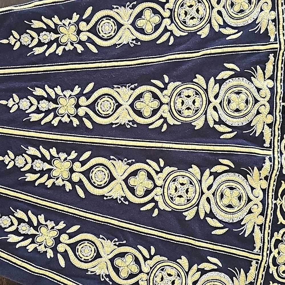 INC International Concepts Dark Blue/Yellow Floral Embroidered & Beaded Dress Xs - Picture 3 of 8
